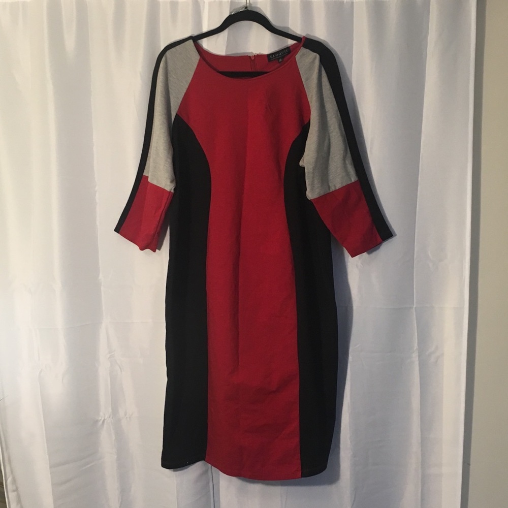 Black Red & Gray Eloquii Dress Size 24